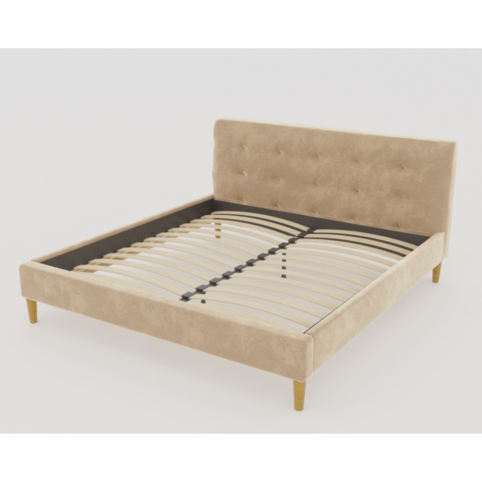 Кровать двуспальная «Пайли», с ортопедическим основанием, 1600×2000 мм, велюр, цвет бежевый - Фото 1