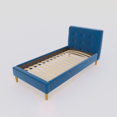 Кровать односпальная «Пайли», с ортопедическим основанием, 900×2000 мм, велюр, цвет синий