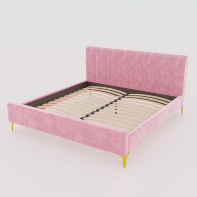 Кровать двуспальная «Рошаль», с ортопедическим основанием, 1400×2000 мм, велюр, цвет розовый