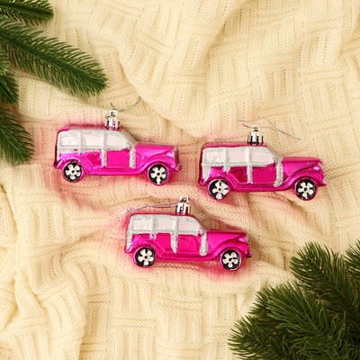 Ёлочные игрушки 3 шт., «Зимнее волшебство, Модельки» пластик, 9×3.5 см, розовый