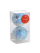 Ёлочные игрушки «Зимнее сияние», шары новогодние, d=8 см, набор 2 шт., бело-голубой - Фото 4
