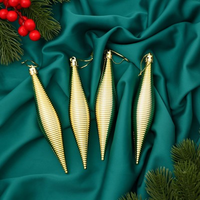 Ёлочные игрушки 4 шт. «Морозец», 3×14.5 см, золото