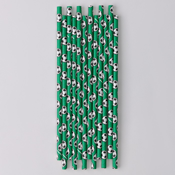 Трубочки для коктейля «Футбол», набор 12 шт., цвет зеленый - Фото 1
