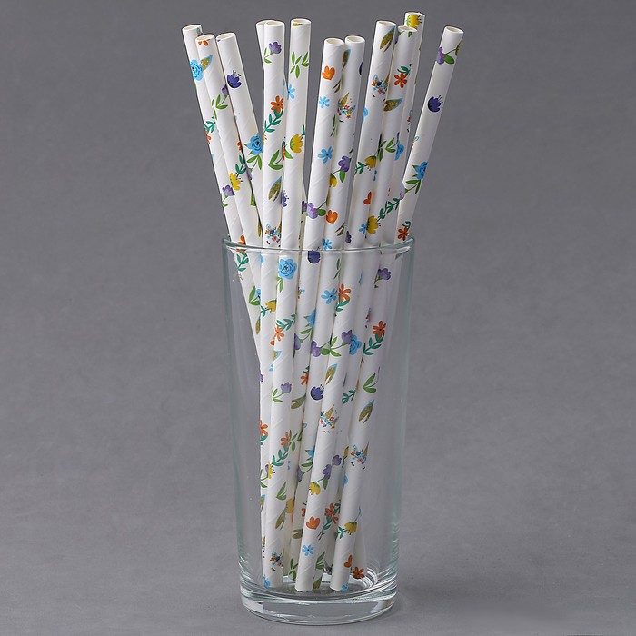 Трубочки для коктейля «Цветочки», набор 12 шт. - фото 1904903837