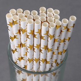 Трубочки для коктейля «Золотые звёзды», набор 25 шт.
