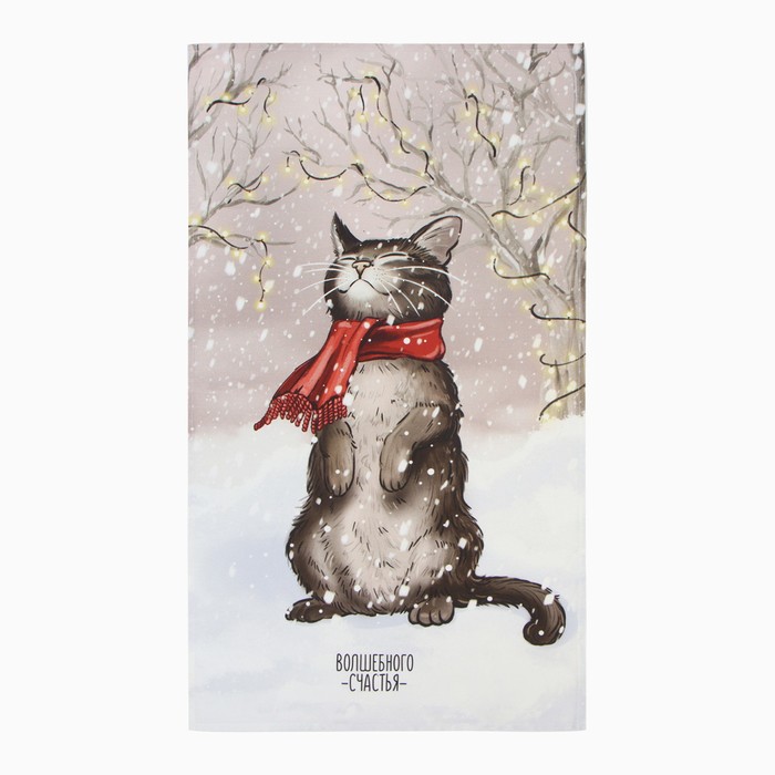 Набор подарочный Этель "Снежный кот": кух.полотенце 40х73см, прихватка 17х17см; хлопок 100%,
