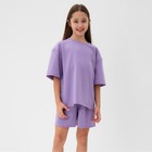 Костюм детский (футболка, шорты) MINAKU: Casual Collection цвет лиловый, рост 110 см - фото 19004143