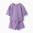 Костюм для девочки (футболка, шорты) MINAKU: Casual Collection, лиловый, рост 152 см - Фото 5