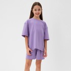 Костюм для девочки (футболка, шорты) MINAKU: Casual Collection, лиловый, рост 158 см - Фото 1