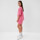 Костюм для девочки (футболка, шорты) MINAKU: Casual Collection, розовый, рост 140 см - Фото 3