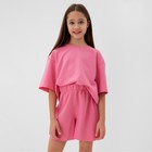Костюм для девочки (футболка, шорты) MINAKU: Casual Collection, розовый, рост 146 см - Фото 2