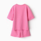 Костюм для девочки (футболка, шорты) MINAKU: Casual Collection, розовый, рост 146 см - Фото 9