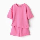 Костюм для девочки (футболка, шорты) MINAKU: Casual Collection, розовый, рост 152 см - Фото 5