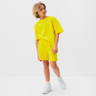 Костюм детский (футболка, шорты) MINAKU: Casual Collection, жёлтый, рост 128 см 9846445