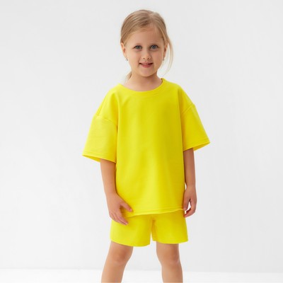 Костюм детский (футболка, шорты) MINAKU: Casual Collection, жёлтый, рост 146 см