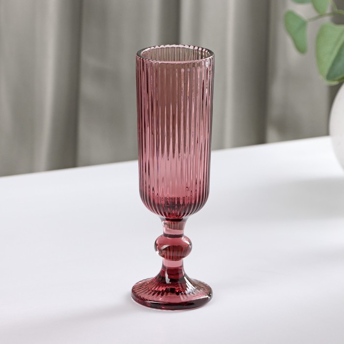 Бокал для шампанского Magistro «Грани», 150 мл, 8×14.5 см, стекло, розовый - Фото 1