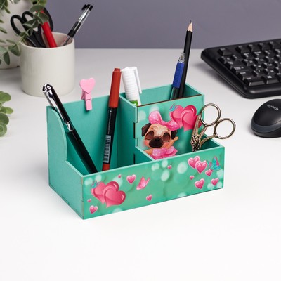 Органайзер для канцелярии «Пёсик», 3 отделения, 18.5×10×10 см