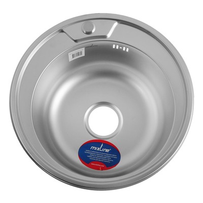 УЦЕНКА Мойка кухонная MIXLINE 532306, врезная, толщина0.8 мм,49×49×18 см, вып.3 1/2", с сифоном