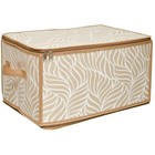 Короб складной на молнии «Листья», 40х30х25 см, бежевый - Фото 1