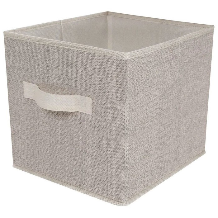 Короб-кубик для хранения «Лен», 30х30х30 см, бежевый - Фото 1