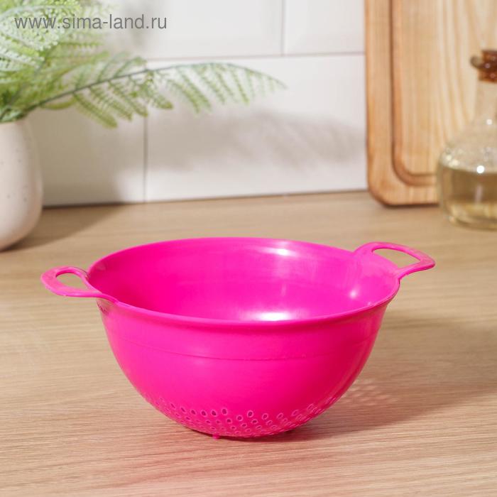 Дуршлаг кухонный, d=15 см, с ручками, цвет МИКС - Фото 1