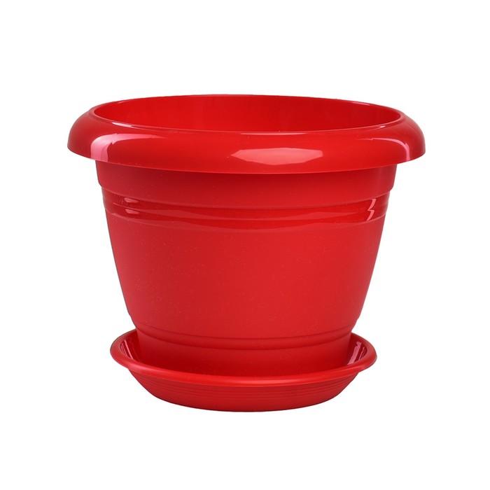 Пластиковый горшок «Фестона», d=17, с поддоном, красный - Фото 1