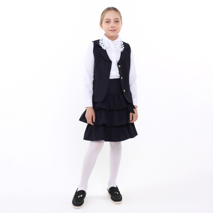 Школьный костюм для девочек, цвет тёмно-синий, рост 146 см - Фото 1