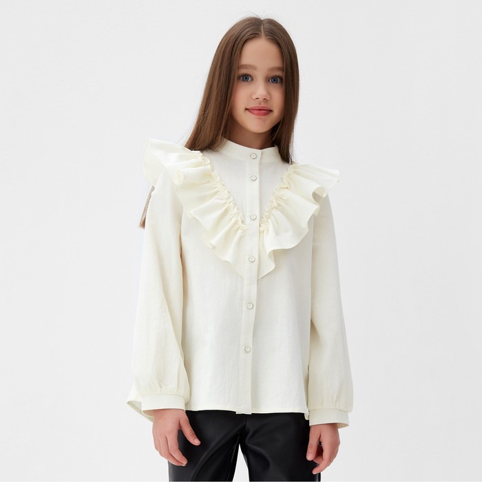 Блузка для девочки MINAKU цвет молочный, рост 122 см - фото 1907813069