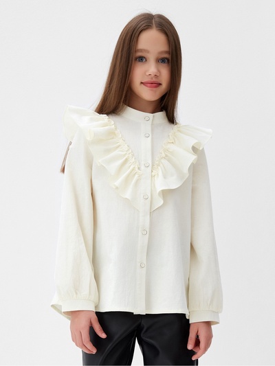 Блузка для девочки MINAKU: Cotton collection, цвет молочный, рост 122 см