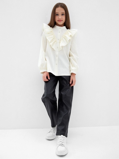 Блузка для девочки MINAKU: Cotton collection, цвет молочный, рост 122 см