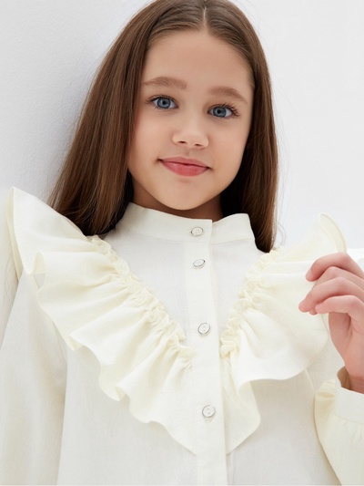 Блузка для девочки MINAKU: Cotton collection, цвет молочный, рост 122 см