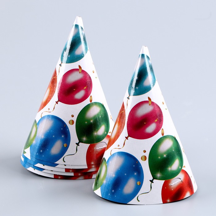 Набор бумажной посуды «С днём рождения», шары: 6 тарелок, 1 гирлянда, 6 стаканов, 6 колпаков 9799784