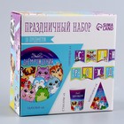 Набор бумажной посуды одноразовый С днём рождения», стикеры: 6 тарелок, 1 гирлянда, 6 стаканов, 6 колпаков - фото 4612991