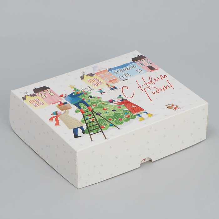 Коробка складная «Новогодняя суета», 20 × 17 × 6 см