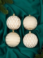 Ёлочные игрушки «Авива», шары новогодние, набор 4 шт., d=8 см, сетка, золотистый - Фото 2