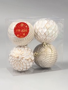Ёлочные игрушки «Авива», шары новогодние, набор 4 шт., d=8 см, сетка, золотистый - Фото 3