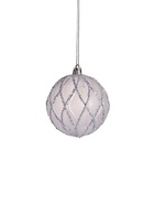 Ёлочные игрушки «Блеск полос», шары новогодние, d=8 см, набор 6 шт., синий/серебристый - Фото 4