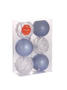 Ёлочные игрушки «Блеск полос», шары новогодние, d=8 см, набор 6 шт., синий/серебристый - Фото 5