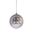 Ёлочные игрушки «Праздничные узоры», шары новогодние, d=10 см, набор 3 шт., снежинка, серебристо-синий 9510292