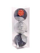 Ёлочные игрушки «Праздничные узоры», шары новогодние, d=10 см, набор 3 шт., снежинка, серебристо-синий 9510292