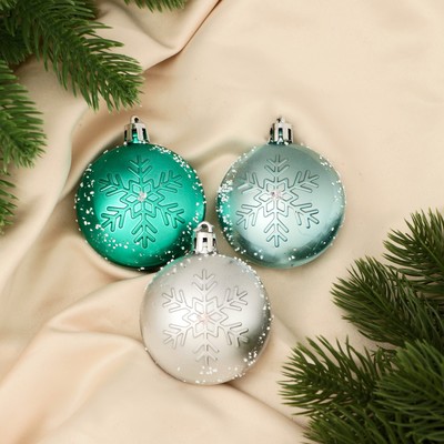 Ёлочная игрушка «Снежинка медальон» (набор 3 шт.) мороз, 5.5 см, МИКС