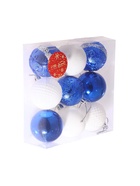 Ёлочные игрушки «Полночь», шары новогодние, d=5.5 см, 9 шт., завитки, синий белый 9510249