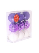 Ёлочные игрушки «Рузи», шары новогодние, d=5.5 см, набор 9 шт., грани, белый/фиолетовый - Фото 6