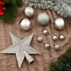 Ёлочные игрушки «Звёздное небо», шары новогодние, набор 54 шт., мишура 2.5 см, серебро - Фото 1