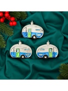 Ёлочные игрушки 3 шт., «Зимнее волшебство, Фургончики» пластик, 4×7 см, синий - Фото 2