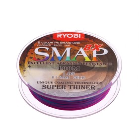 Шнур Ryobi SMAP PE8X, диаметр 0.165 мм, тест 9.1 кг, 100 м, Multi Colour