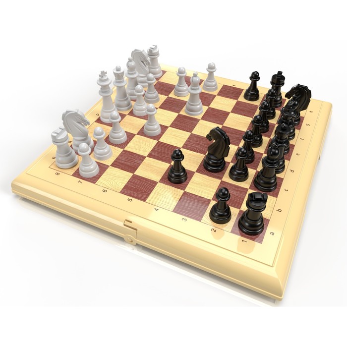 Шашки-шахматы, большие, цвет бежевый - Фото 1