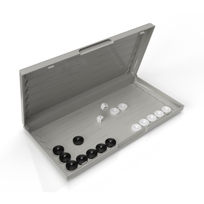 Шашки-шахматы-нарды, большие, цвет серый