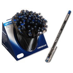 Ручка шариковая масляная Pensan My-Tech, узел-игла 0.7 мм, чернила синие + дисплей