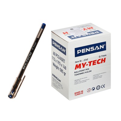 Ручка шариковая масляная Pensan My-Tech, узел-игла 0.7 мм, чернила синие + дисплей